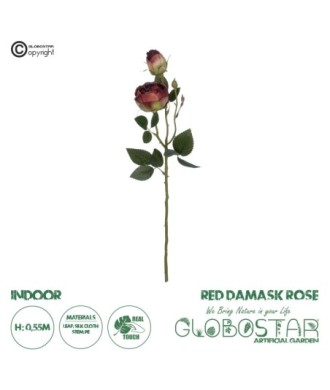 GloboStar® Artificial Garden RED DAMASK CLIMBING ROSE BRANCH 21197 Τεχνητό Διακοσμητικό Κλαδί Τριαντάφυλλο Κόκκινο Y55cm